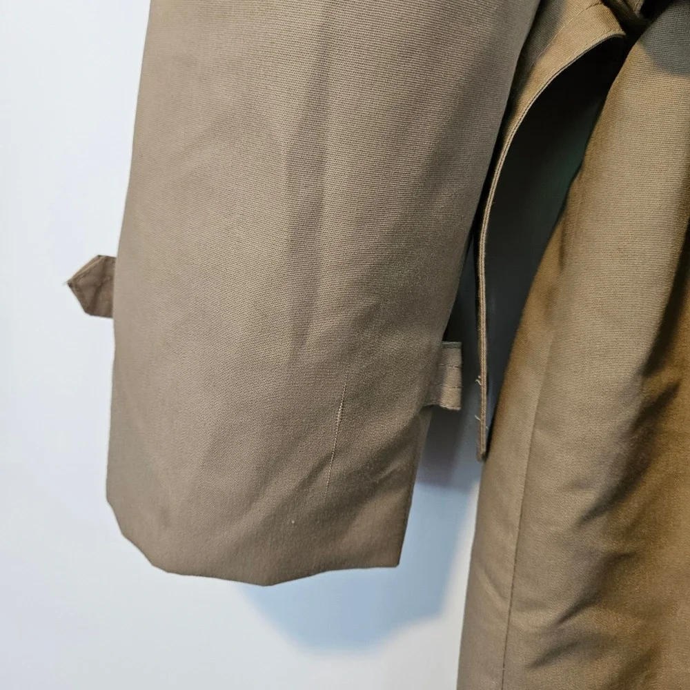 Vintage Sears Double Breasted Trench Coat Belted Mens 42 Beige Tan Detective